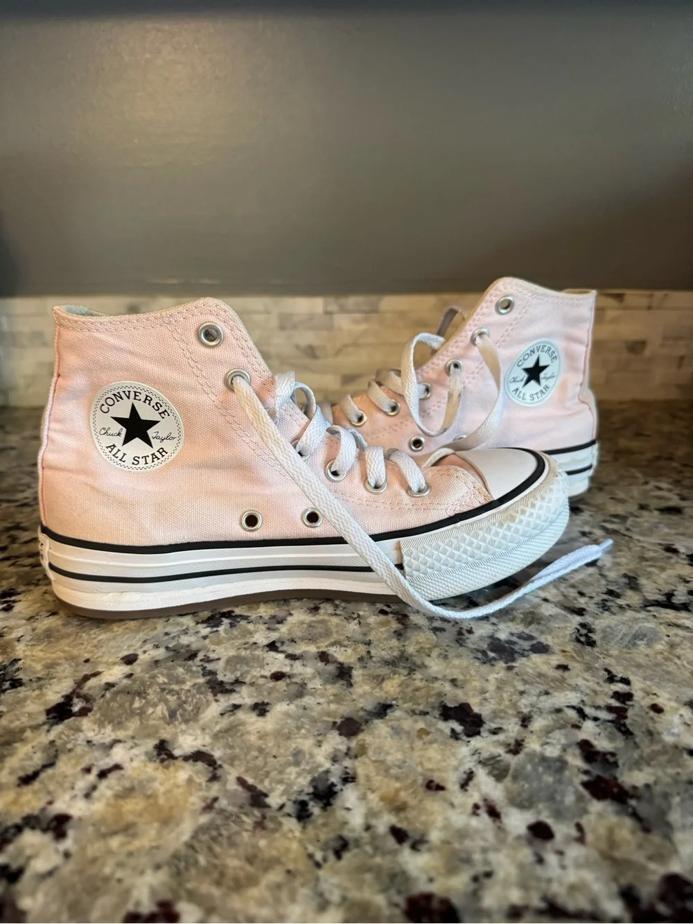 Converse Kids Light Pink High-Top Canvas Sneakers with White Soles